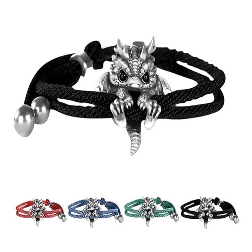 Dragon charm rope bracelet - dragon,