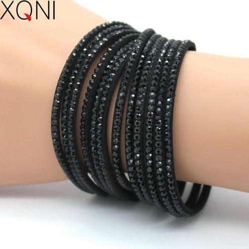 Black crystal leather - black,