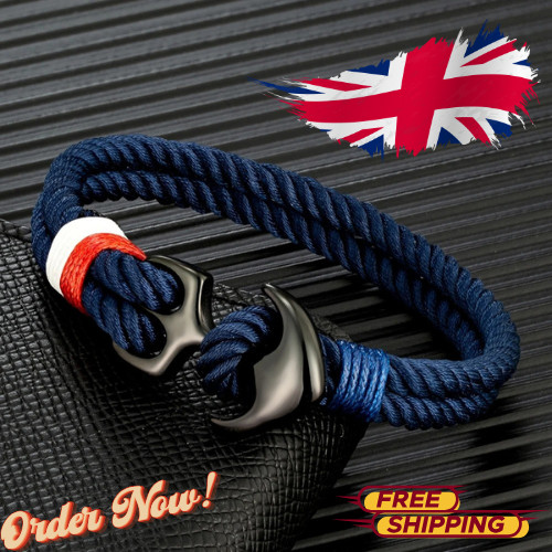 Mens anchor bracelet double - bracelet,
