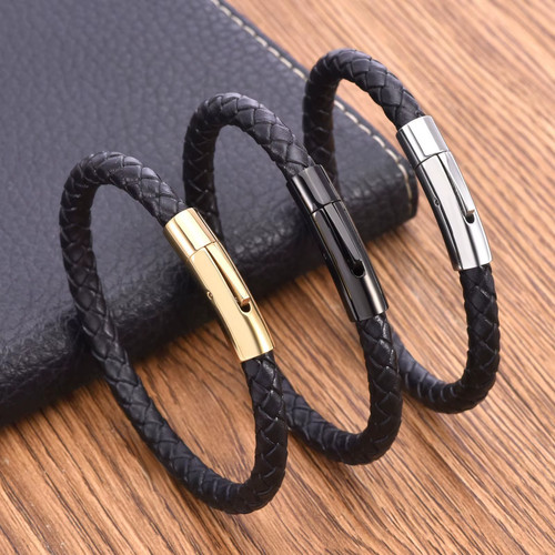 Mens bracelet leather braided - mens,