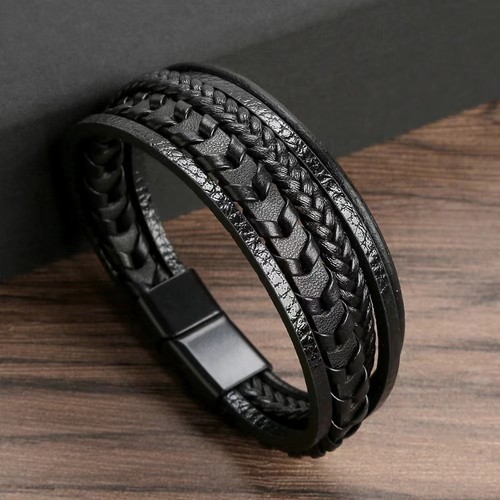 Hand woven leather - leather, bracelet