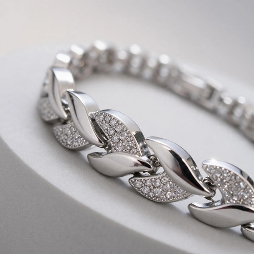 Women silver tone leaf - tone,
