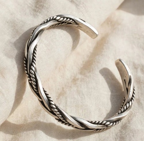 Silver twisted rope cuff - rope,