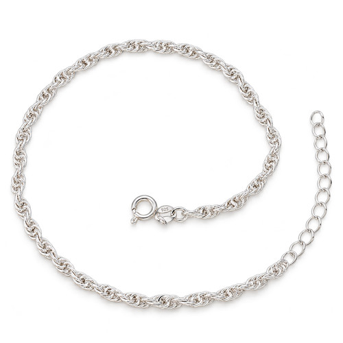 Sterling silver anklet rope - silver,