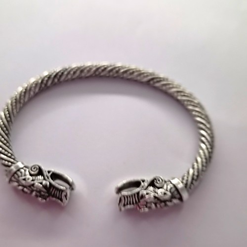 Silver tone metal rope cuff - metal,