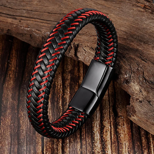 Leather braided rope bracelet - rope,