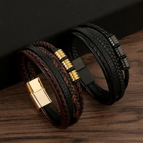 Men leather bracelet - leather,